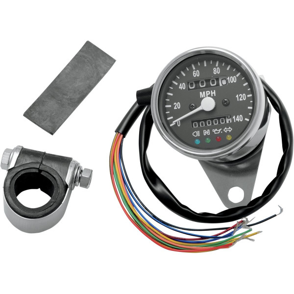 DRAG SPECIALTIES - SPEEDO W/4 LIT BLK 2:1