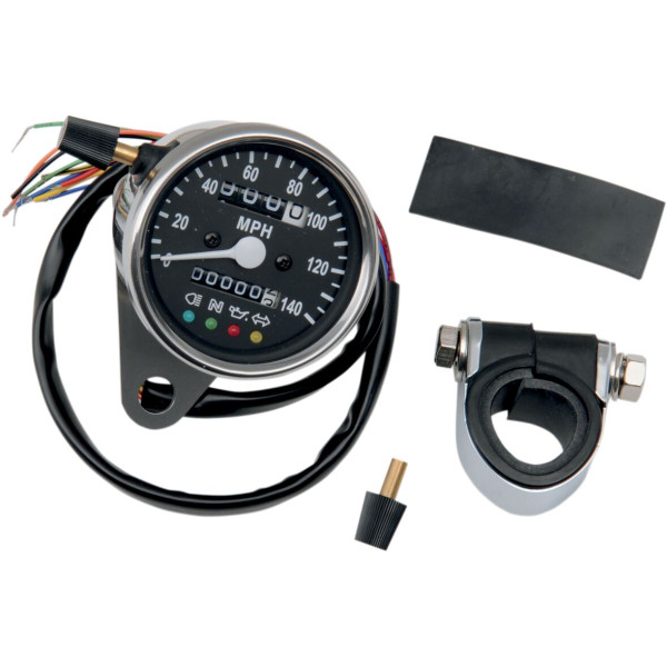 DRAG SPECIALTIES - SPEEDO W/4 LIT BLK 2240: