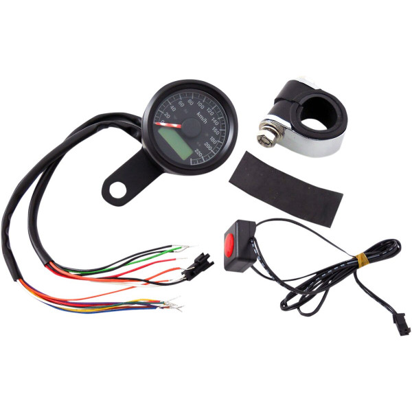 DRAG SPECIALTIES - SPEEDO W/4LTS KPH BLK/BLK