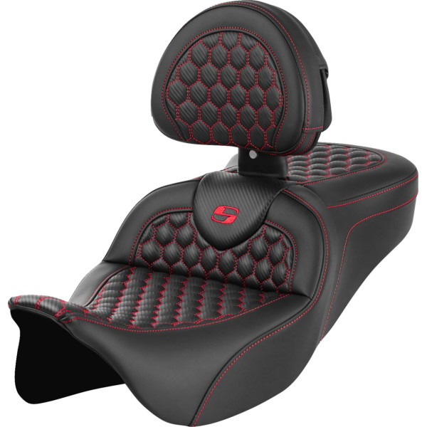 SADDLEMEN - SEAT ROADSOFA HC W/BR RED STIT